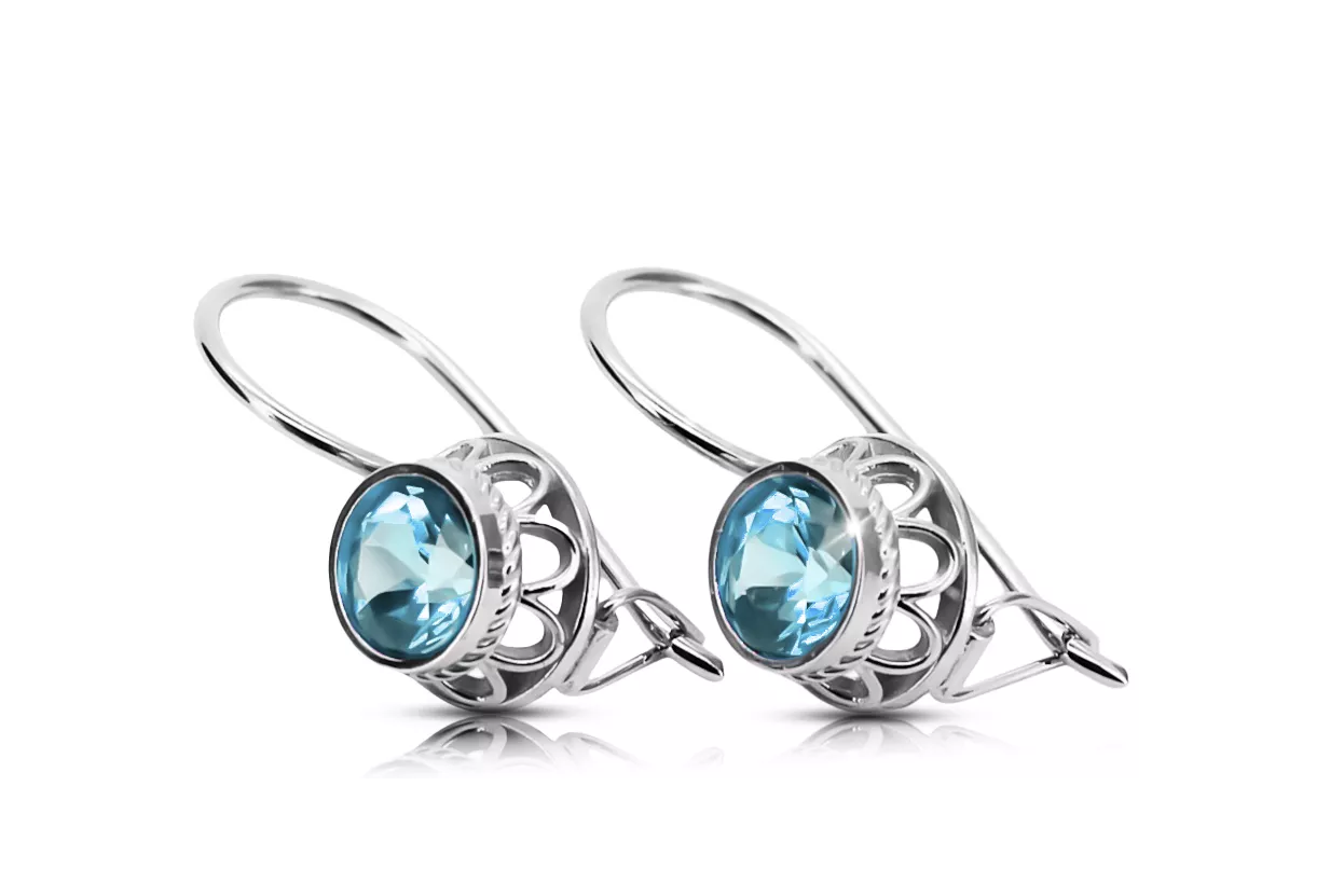 Vintage craft Earrings Aquamarine Sterling silver 925 vec117s Vintage craft Earrings Aquamarine Sterling silver 925 vec117s